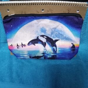 Dolphin Print Cosmetic Pouch Makeup Bag